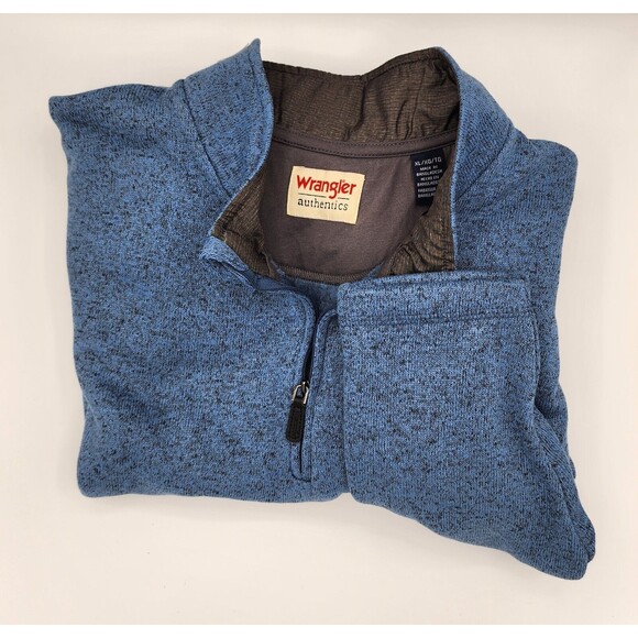 Wrangler Authentics Men's Long Sleeve Blue Fleece Sz XL Quarter-Zip Pre Owned - Picture 2 of 9